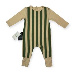 Tiny Tribe Baby Long Sleeve Romper Green‎ Stripe